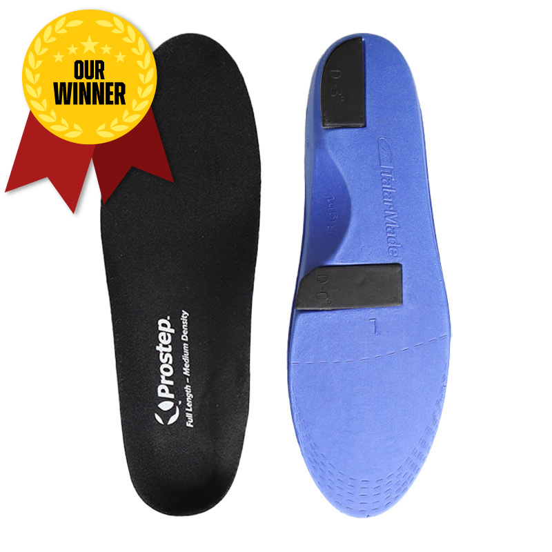 black and blue insoles with 'prostep' written on the top