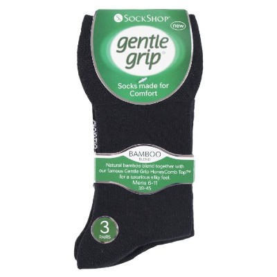 IOMI Gentle Grip Men's Black Bamboo Socks (Pack of 3)