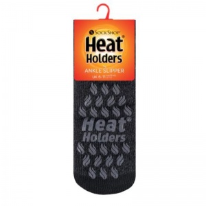 Heat Holders Men's Black Thermal Ankle Slipper Socks