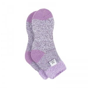 Heat Holders Purple Women's Thermal Fluffy Ankle Socks (Pack of Two Pairs)