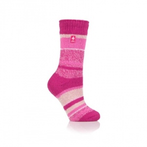 Heat Holders Original Women's Thermal Socks (Pink Striped)